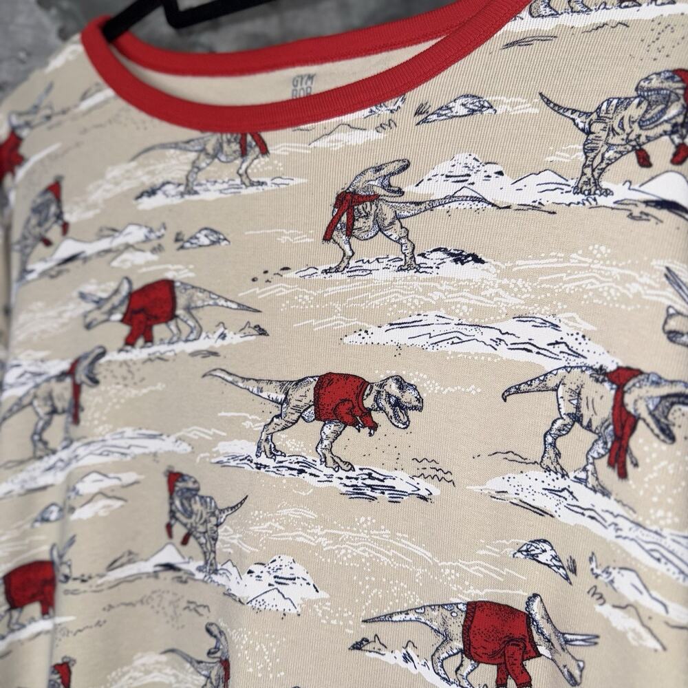 Gymboree Men 2XL Pajama Set Cream Red Sweater Dinosaur Pant Shirt Holiday Winter - Picture 4 of 5